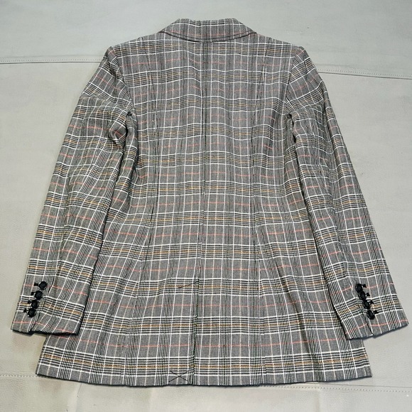 Anthropologie Maeve Lilith Plaid Oversize Gray Academia Double Breast Blazer3921 - Picture 4 of 12
